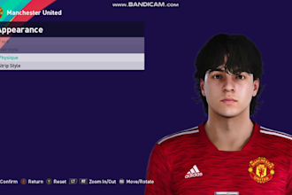 create a high quality realistic 3d face for pes 2021 and spfootballife in pc
