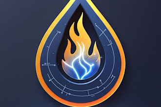 design hvac logo in modern flame and water fusion style