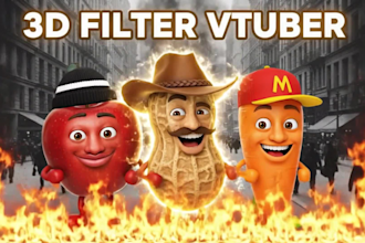 create 3d ar vtuber filter burnt peanut for snap camera, lens studio streaming