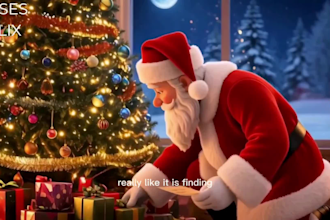 create 3d christmas animation, santa claus, merry christmas ai holiday video