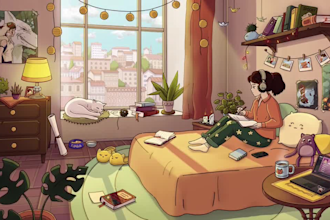 do lofi loop animation, lofi girl, animated gif, cozy anime lofi animation