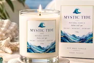 design luxury minimalist soy wax candle label and packaging