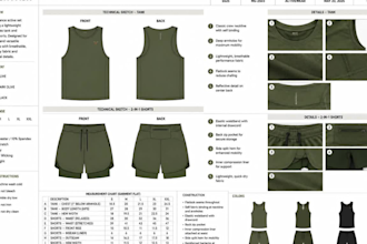 activewear design menswear tech pack fashion design male activewear set sketches