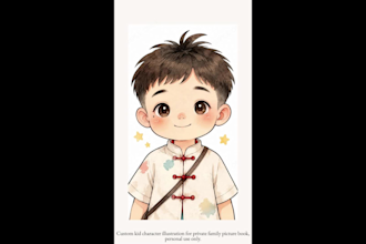 custom single watercolor kids book illustration