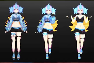 create custom vroid model for vtubers, vrchat avatar, live2d, 3d vtuber avatar