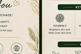 design a professional packaging insert and thank you card