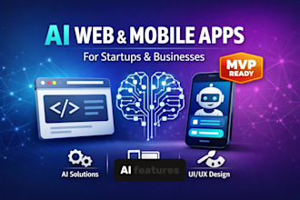 develop ai web and mobile app for startups and businesses