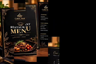 design a professional restaurant menu, food menu, and cafe menu