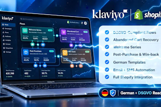 setup shopify klaviyo flows, automations, dsgvo, gdpr compliant email templates