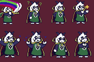 do undertale and deltarune character for battle, darkworld and overworld sprite