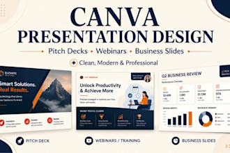 design a professional canva presentation pitch deck or slide deck