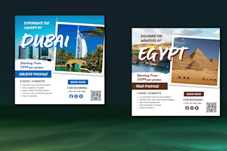 design professional travel flyer, tour package, holiday poster for travel agency