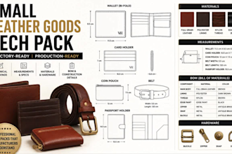 create a professional small leather goods tech pack