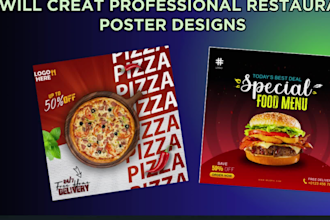 design professional food and restaurant posters, flyers,