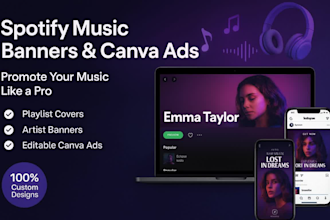 design spotify music banners, playlist covers and canva ads for artists