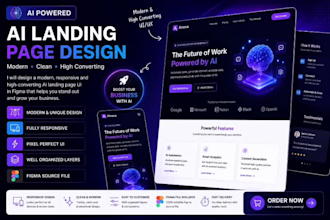 design a modern ai landing page UI in figma