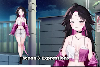 design anime characters and do live2d rigging with vbridger