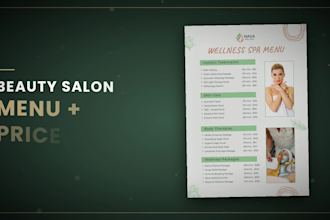 design a luxury beauty salon menu and price list