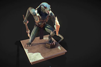 untiy mmorpg creature,reptilian character,monster,blender 3d model,armor,r16 rig