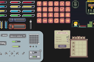 create pixel game icon, gui, character icon, skill icon, assets for your game