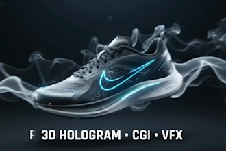 create custom 3d hologram fan video product promotion logo animation cgi effects