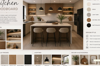create an attractive interior design moodboard for 24 hour