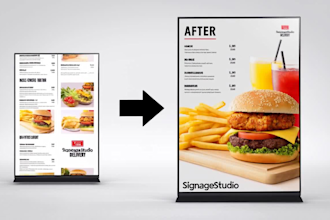 design restaurant digital menus and screen ads in 24 hours