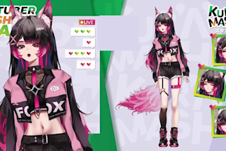 design 2d vtuber model, 2d vtuber rigging, live2d model, vtuber character