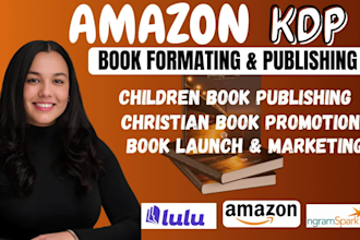 do KDP book formatting, children book layout, and amazon kindle book publishing
