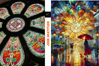 create stained glass art mosaic parttern glass transform illustration window