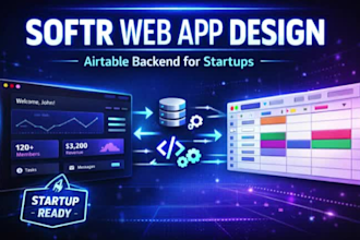 design softr web app with airtable backend for startups
