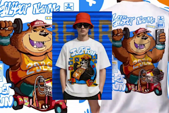 create cartoon streetwear for tshirts and brands