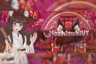 design anime or vtuber banner youtube, twitch, twitter, etc