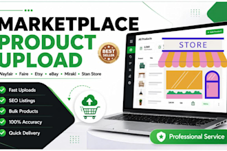 upload product on wayfair, faire, range, mirakl stan store, etsy, ebay listing