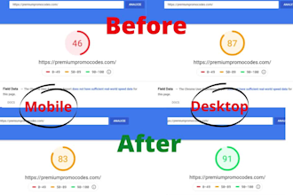 increase website speed, optimize loading time and increase page speed score