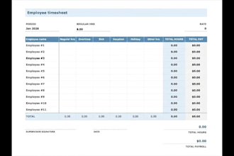 create excel spreadsheets, do data entry and prepare timesheets