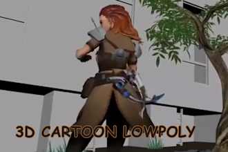 model cartoon low poly 3d character, blender rigged stylized model