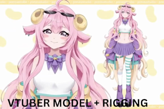 create custom vtuber model live2d rigging in anime art style for vtube studio