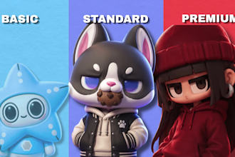 make 3d cute character modeling, cartoon, or 3d printing