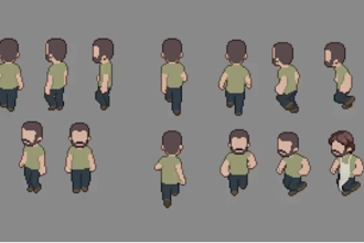 do isometric pixel art character 8 direction sprite sheet animation 16bit 32bit