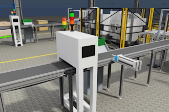 create 3d manufacturing process factory automation production line animation