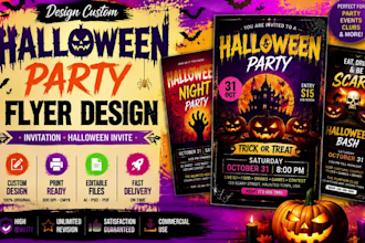 design custom halloween party spooky flyer design, invitation, halloween invite