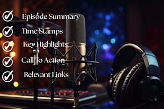 write professional podcast show notes and episode summaries in 48 hours