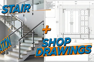 design and renovate your stair and railing draft shop drawings for door, windows