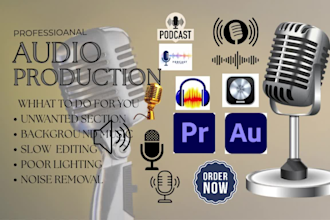 edit professional podcast audio remove filler enhance sound and add music
