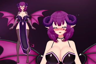 do 3d vtuber model, vtuber banner, twitch logo and chibi models