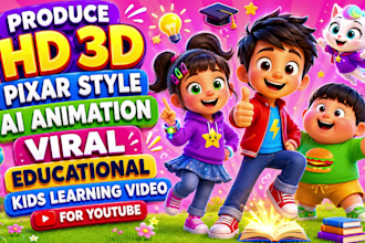 produce viral educational learning videos for youtube and animation for kids