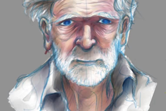 paint an aesthetic digital watercolor human portrait