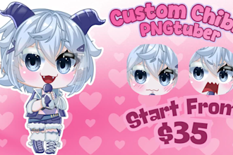 design custom chibi vtuber or chibi pngtuber model in anime style for streaming