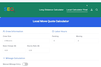 create a moving cost calculator with instant quote system